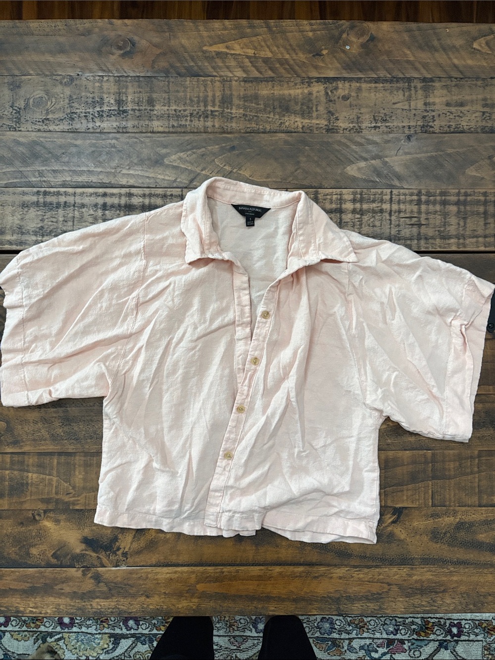 Banana Republic Pale Blush Short-Sleeve Button-Down Shirt